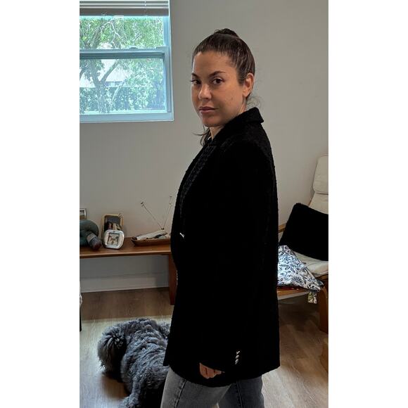 H&M women's Textured Double Breast Black Winter Coat size Sm - Picture 6 of 7